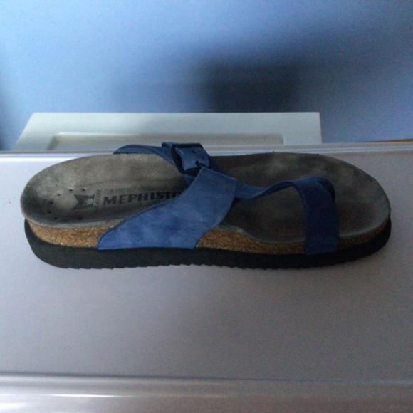 Blue suede Mephisto Helen Sandals size 37 - Picture 9 of 12